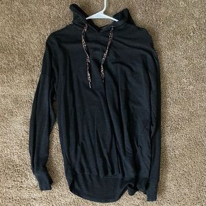 Dark Grey Cheetah String Pull Over Sweatshirt